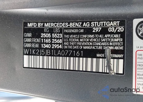 2020 Mercedes-Benz Cls 450 из США, поврежденный, VIN W1K2J5JB1LA077161